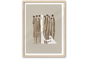 iHery Natural OAK Wood Framed Wall Art, 12x16 in Woman Touches Jesus God Healing Christian Bible Canvas Art, Modern Bible Sketch Watercolor Scripture Decor, Beige Logs Set of 1 for Living Room Bedroom