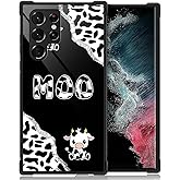 yicomon Compatible with Samsung Galaxy S23 Ultra Case, Black and White Cow Pattern Print Phone Case Durable Fashion Funny Liquid Silicone Case Soft Anti-Scratch Shockproof Protective Cover