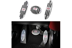 ANFOKAS 3pcs Compatible with Mini Cooper Accessories Anti-Slip Sporty Aluminum Car Interior Foot Pedal Cover Pedals Pads -Red Flag