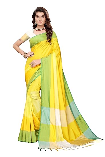 Women's Art Silk Plain Saree with Blouse Piece(FreeSize)
