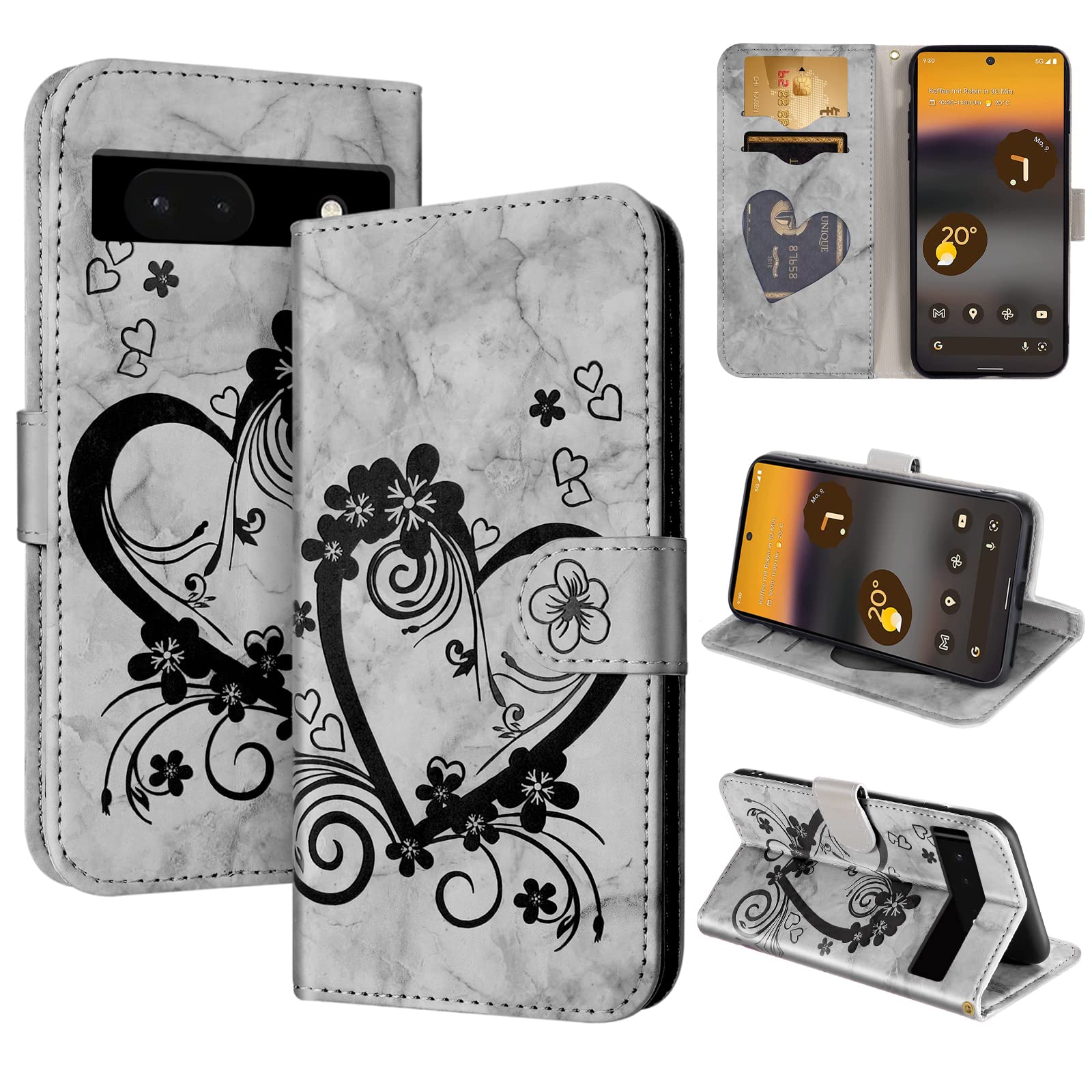 CASAFUNY Case for Google Pixel 6a, Premium Leather Wallet Case Magnetic Flip Phone Case Shockproof Cover with Card Holder Kickstand for Google Pixel 6a, Black — image 1