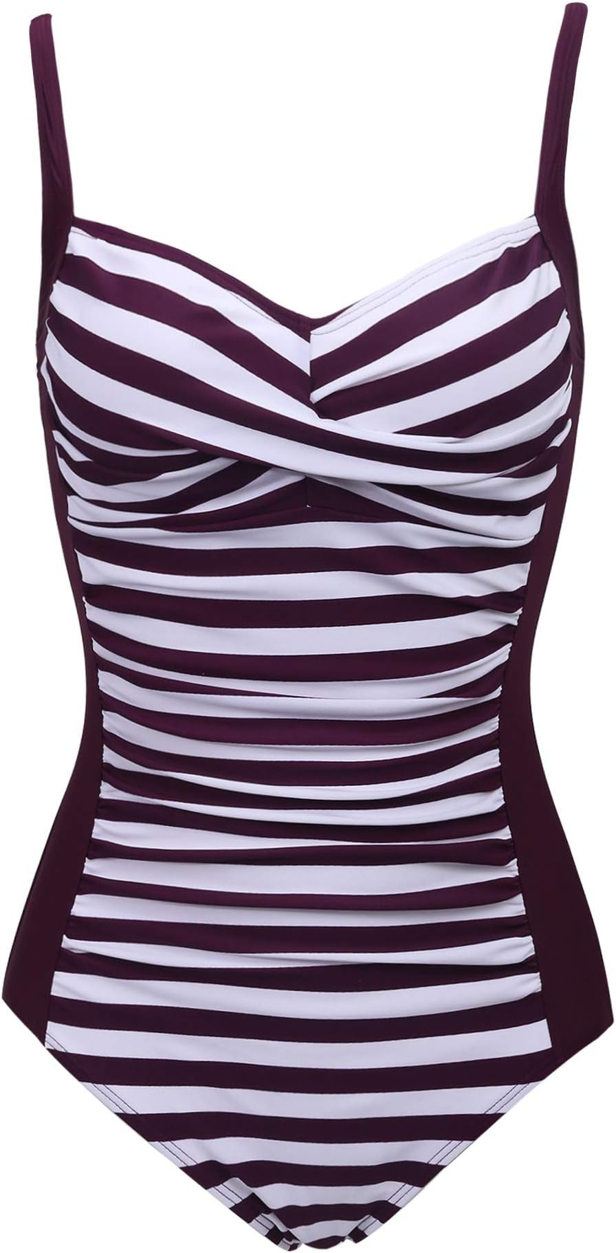 Women's One Piece Swimsuit Ruched Tummy Control Bathing Suit Retro Vintage Swimwear