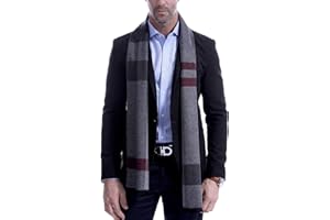 VEXTROFORT Men's Scarf, Fashion Cashmere Feel Scarves for Men Winter Autumn with Tassels Fringes Long