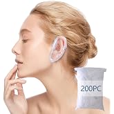 WOSHOP 200 Pack Shower, Bathing,Ear Covers Clear Disposable Ear Protectors Waterproof Ear Covers for Hair Dye,Waterproof Plastic Ear Shower Caps