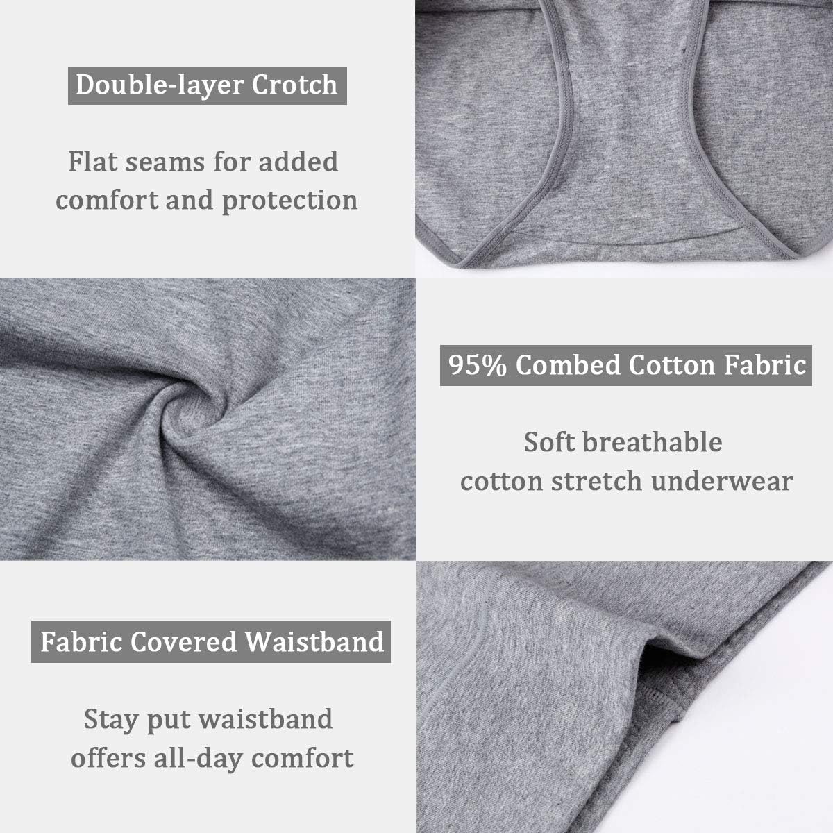 Womens Underwear, No Muffin Top Full Coverage Cotton Underwear Briefs Soft Stretch Breathable Ladies Panties for Women at  Women’s Clothing store