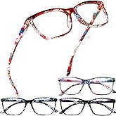 Henotin 4 Pack Ladies Reading Glasses Blue Light Blocking Spring Hinge Readers Anti Eyestrain Computer Eyeglasses (Multicolor-4, 2.0)