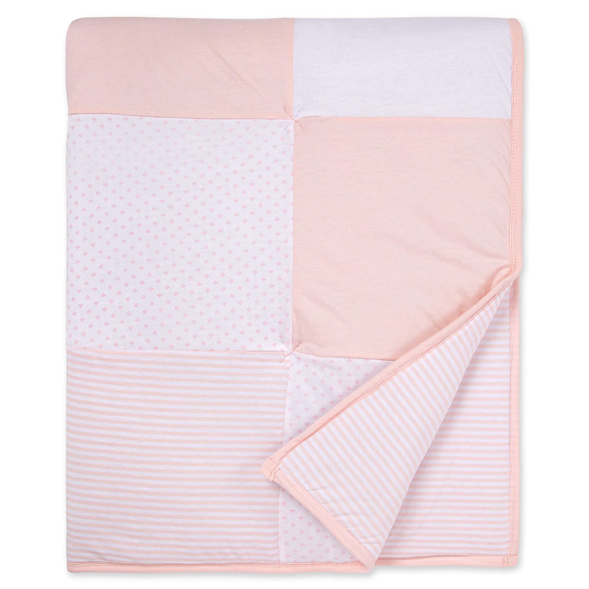 Burt's Bees Baby Infant Reversible Quilt Blanket, Jersey Knit, Soft, 100% Organic Cotton Blankets, with 100% Polyester Fill for Warm Padding, Size 37 x 46 Inch