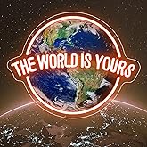 RuCvixkt The World is Yours Neon Sign, Led Light Sign for Wall Decor, Acrylic Cool Planet Design for Boy Girls Bedroom, Game Room, Man Cave, Bar Bistro Club, Birthday Gift Graduation Party(Orange）