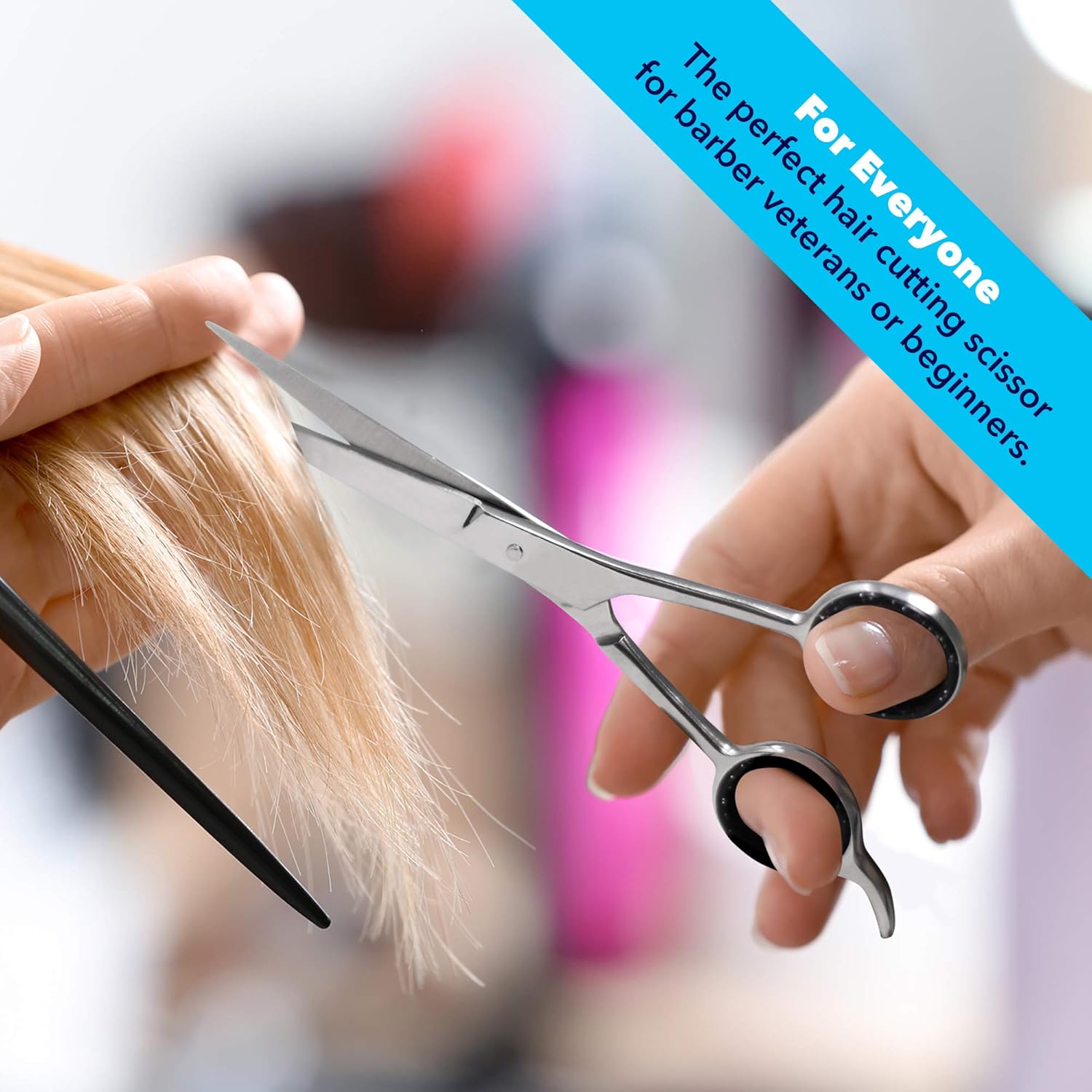 Equinox Professional Shears with Finger Rest and Finger Inserts - Ice Tempered Barber Hair Cutting Scissors - 6.5 Inches - Stainless Steel Rust Resistant Hair Scissors : Beauty