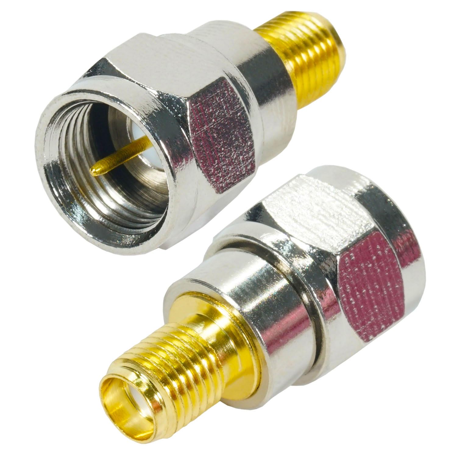 Fohevers 2 Pcs SMA Female to F Type Male Coaxial Connector RG6 Satellite Adapter for Satellite TV LNB, Ham Radio, Cell Phone Booster, CCTV, WiFi Antenna