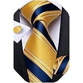 DiBanGu Extra Long Tie for Men Silk 63" XL Necktie and Pocket Suqare Cufflinks Set Mens Big and Tall Tie Wedding Party