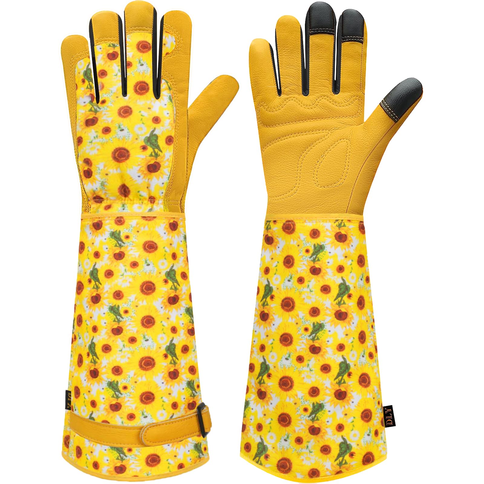 DLY Gardening-Gloves-for-Women, Breathable and Comfortable Long-Leather-Garden-Gloves, Rose/Blackberry Pruning Heavy Duty Gardening Work Gauntlet with Forearm Protection - X-Large
