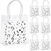 Sweetude 36 Pcs Music Notes Gift Bags with Handle Clear PVC Musical Treat Bags Bulk Music Theme Party Favor Gifts for Musical Theme Birthday Party Supplies (5.9 x 6.3 x 2.7 Inches)