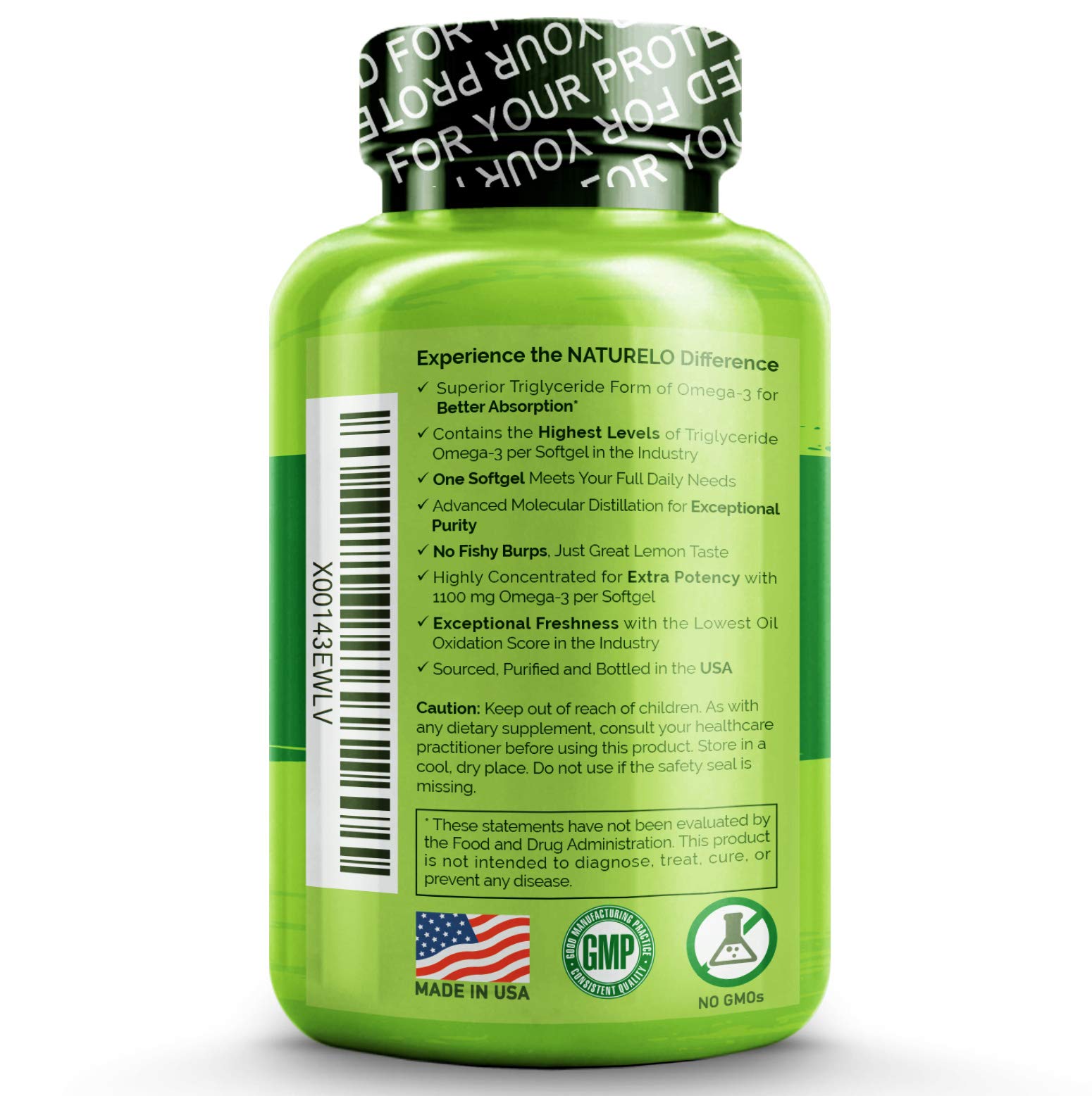 NATURELO Omega3 Fish Oil 1100 mg Triglyceride Omega 3 High