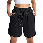 NOIGEFAY Shorts for Women Trendy High Waist Cotton Womens SweatShorts Drawstring Women's Shorts with Pockets