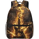 Plistiz Electric Guitar Backpack Gifts for Girls Boys Kids Teens, Travel Backpacks Laptop Rucksack, Bookbag, Rock Music Lightning Back Pack Accessories Bags for School, Work, Outdoor Adventures