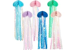 Homarkable Jellyfish Decorations, 6 Pcs Hanging Jellyfish Honeycomb, Blue Pink Purple Under The Sea Party Decorations, Paper Honeycomb Jelly Fish for Mermaid Ocean Themed Birthday Party Decorations