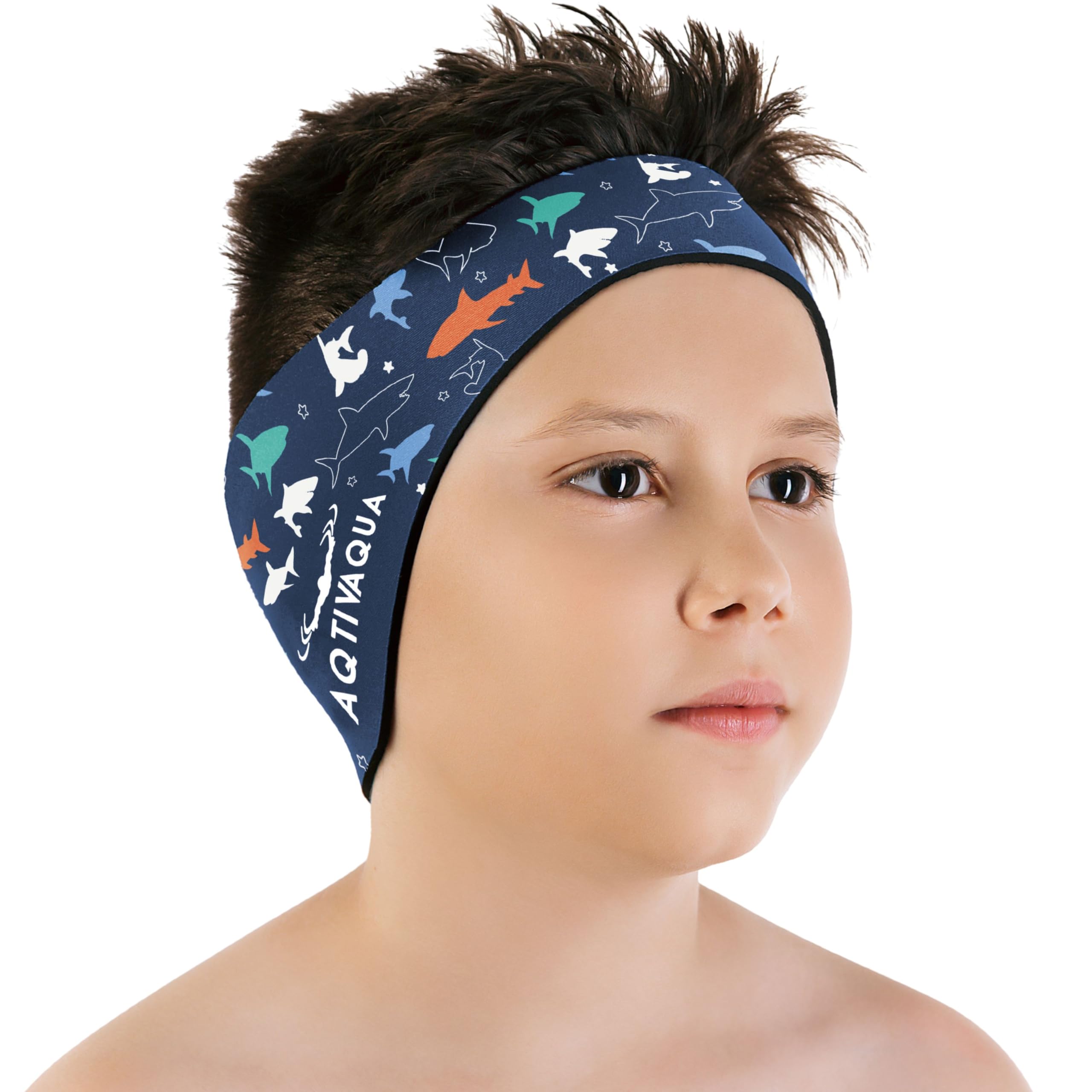 AqtivAqua Swimming Headband Swim Ear Band Protection Cover Swim Headband for Kids Adults Men Women Toddlers Ear Plugs in (Color: Blue P1, Size: Large)