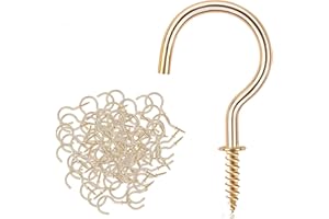 DRT DERUITAI Gold Cup Screw Hooks,3/4 inch Metal Screw in Hooks 160 Pack Plant Hanger Wind Chimes Kitchen Cup Hooks Great for Hanging Indoor & Outdoor Use(White)