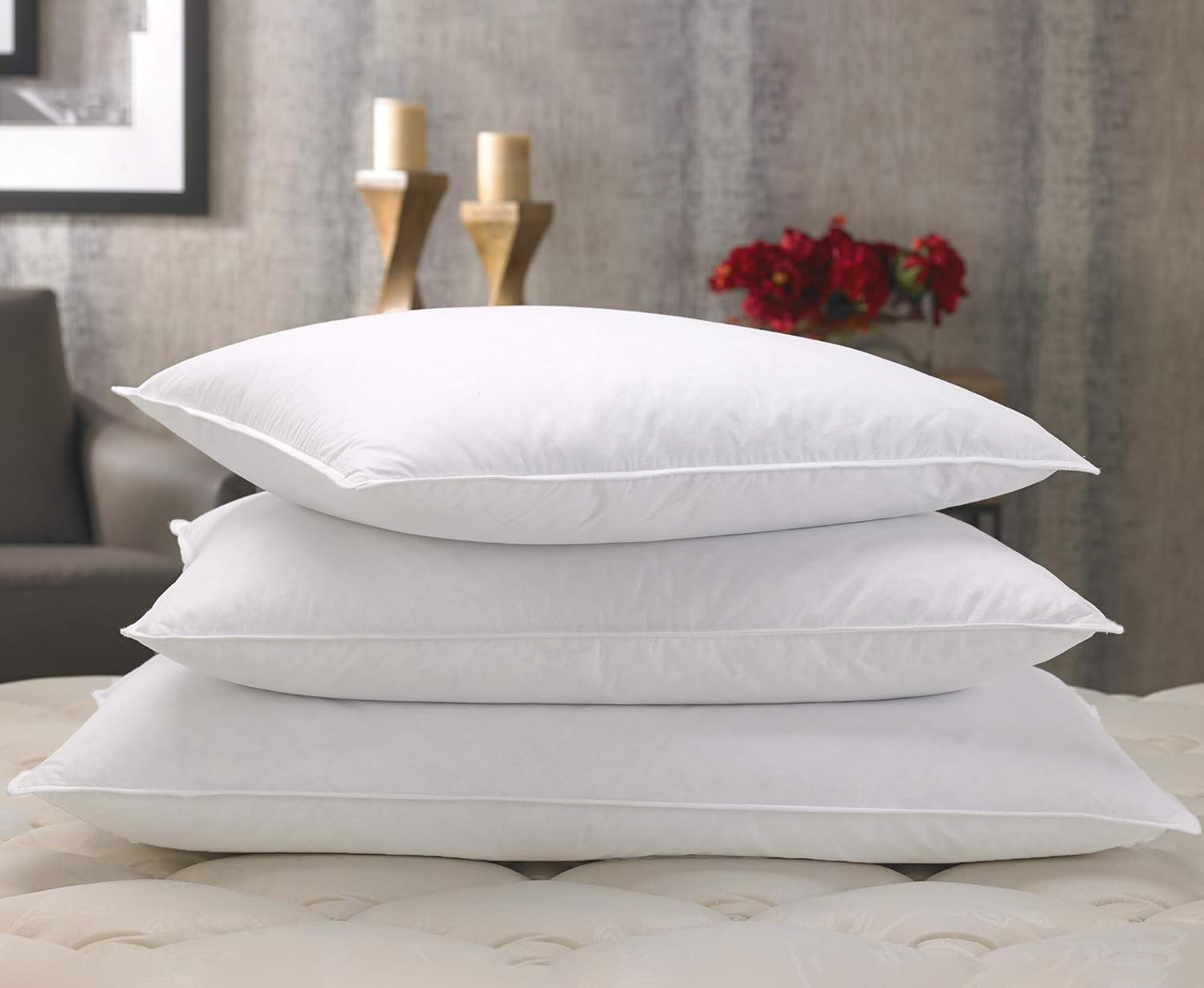 Marriott Feather & Down Pillow - Dual Chamber Pillow Feather and Down Pillow - Set of 2 - Queen (20" x 30")