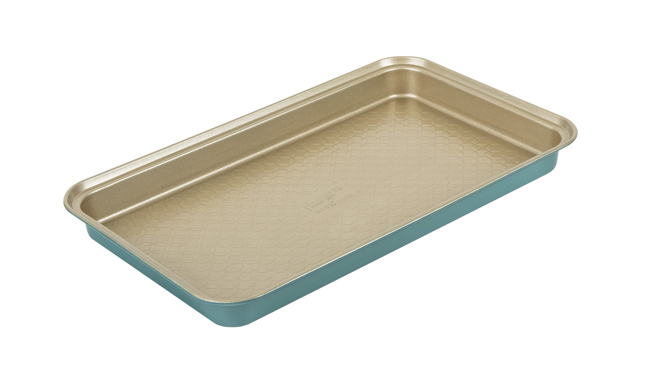 Prestige x Nadiya Brownie Tin - Non Stick Brownie Tray 33 x 18cm, Dishwasher Safe, Oven and Fridge/Freezer Safe, Steel Bakeware, Teal & Gold, 13" x 7" — image 1