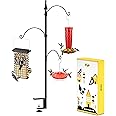 iBorn Bird Feeder Hook for Deck Railing Outside Hanging for Hummingbird Feeders Deck Hanger,3 Hooks 360 Degree Swivel,Attracting Birds Shepard Hook for Bird Feeders (Feeders are Not Included)