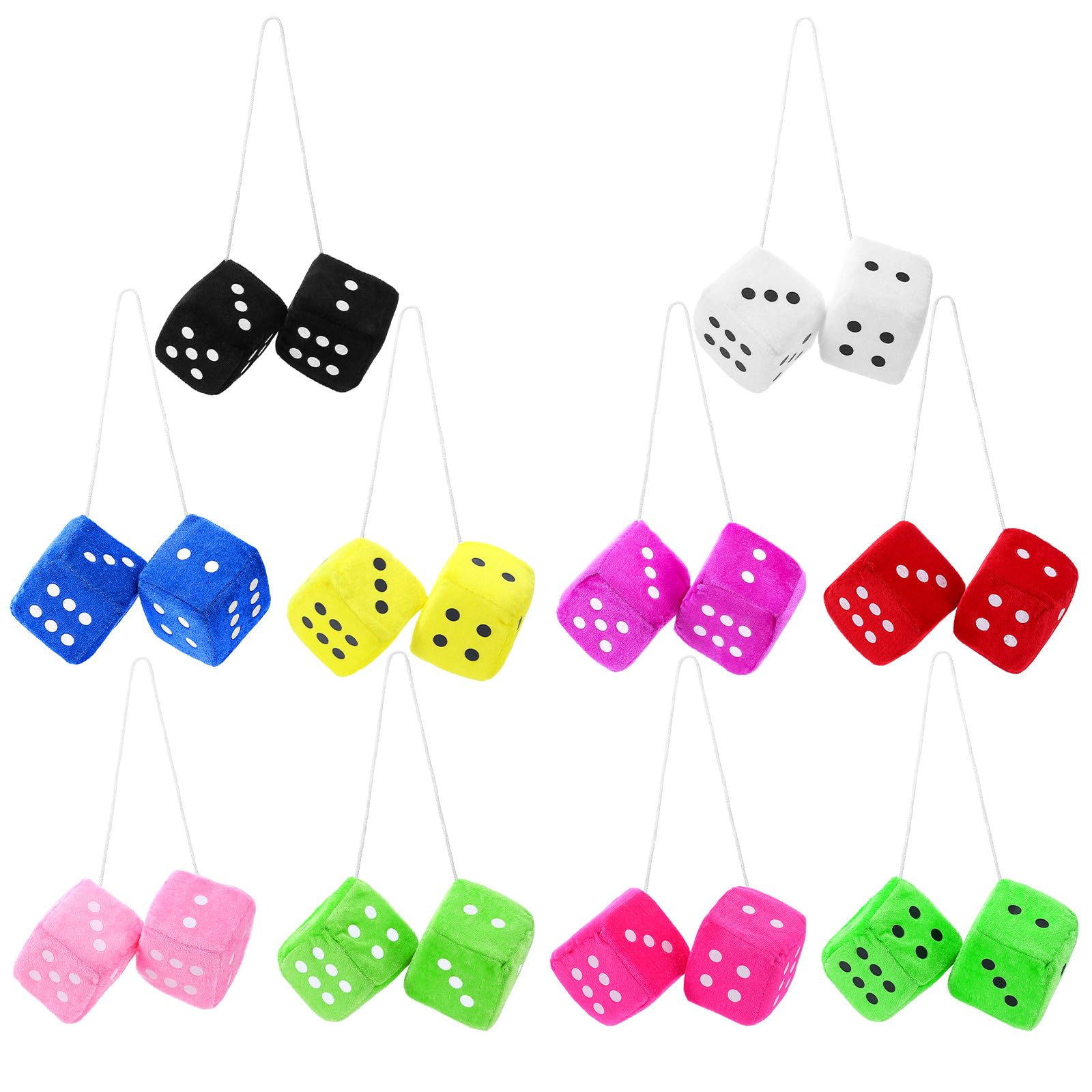 Photo 1 of 10Pairs Fuzzy Dice for Rear View Mirror, 2.75inch Fuzzy Dice for Car Mirror