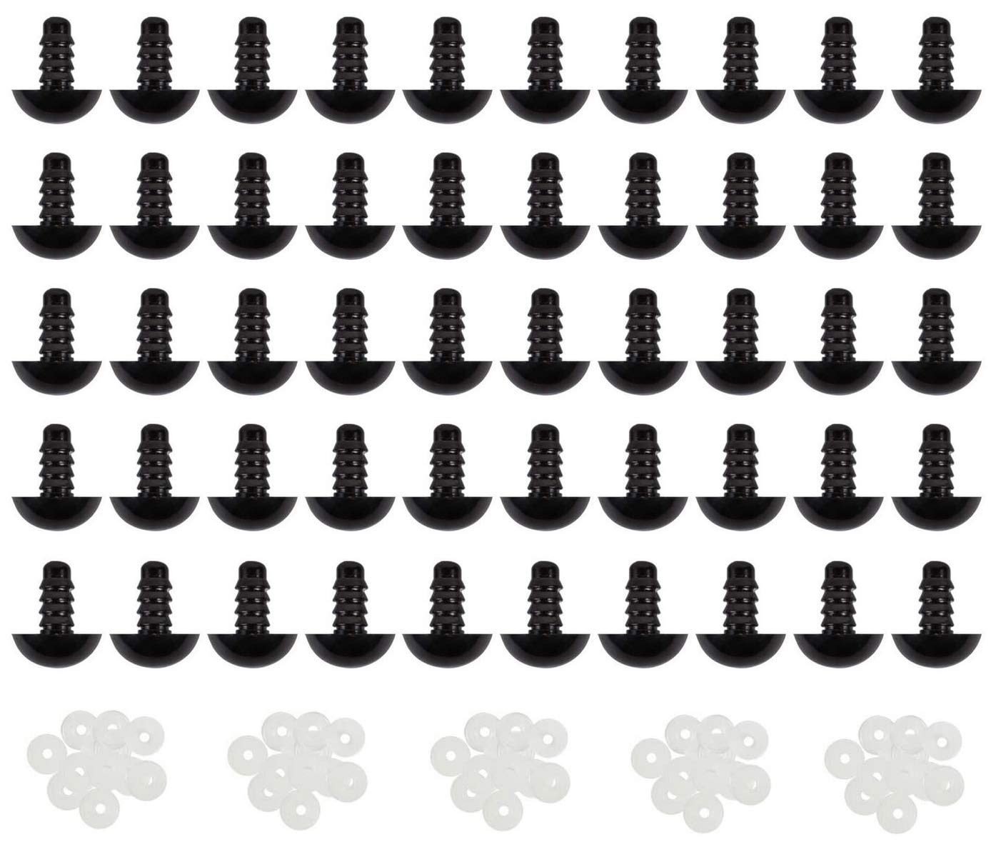 Bamboopack 50PCS 15MM Black Plastic Safety Eyes with Washers Craft Eyes piral DIY Craft Eyes Sewing Crafting Accessories