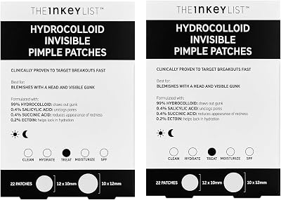 The INKEY List Hydrocolloid Pimple Patches 2 Pack Salicylic Acid Day Night