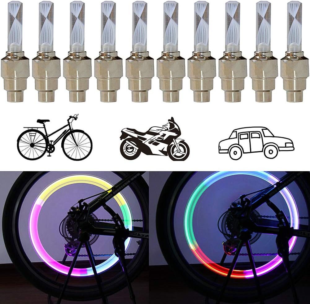 CJRSLRB 10Pack Tire Valve Light, LED Flash Tyre Wheel Valve Cap Lights for Car Bike Bicycle Motorcycle: Automotive