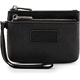 Montana West Wrangler Coin Purse for Women RFID-blocking Floral Embossed Change Pouch Wristlet Wallet Lightweight Portable Wallets Black