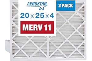 Aerostar 20x25x4 Air Filter MERV 11 (Removes Mold, Pollen, Dander, Dust, Smoke & Germs) - Electrostatic MPR 1000-1200 & FPR 7 - Pleated HVAC AC Furnace Air Filters - Pack of 2