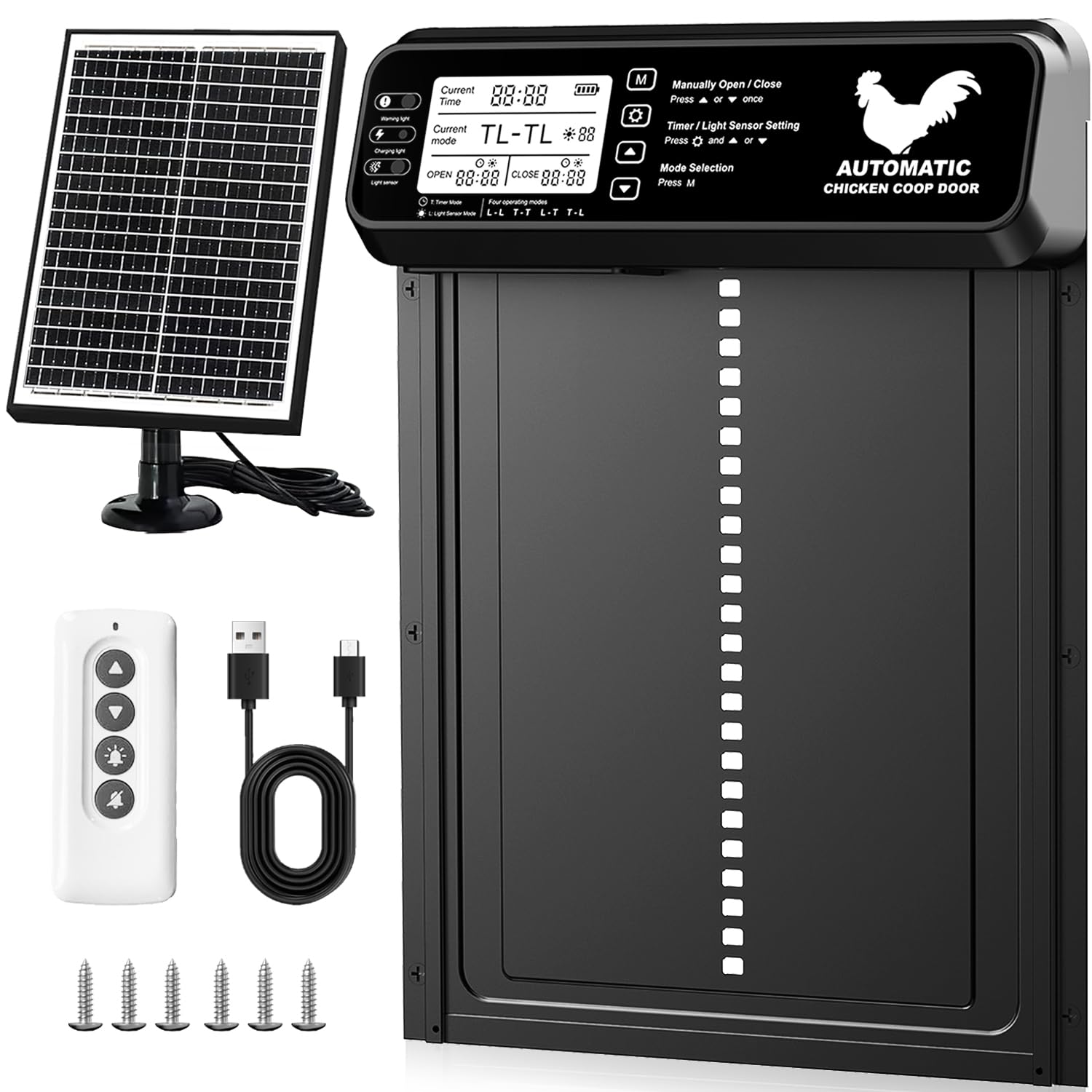 Rocomoco Automatic Chicken Coop Door - Solar Powered With Timer & Remote Control