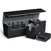 UAONO Card Deck Box with Dice Tray for MTG, Black | 5 in 1 Card Deck Case, Holds 800+ Unsleeved Cards, Strong Magnet Organizer, Compatible with Yugioh TCG Sports Cards