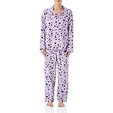 AmeriMark Women Flannel Sleepwear – Cotton 2-PC Pajama Set for Sleeping Lounge Nightwear – Soft Top and Pants Loungewear PJs