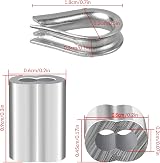 YSDMY 70 Pcs Wire Rope Thimble Sets Stainless Steel Aluminum Crimp Sleeves 2mm view 2