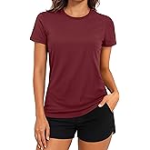 TACVASEN Women's Short Sleeve Workout Shirts UPF 50+ Sun Protection Quick Dry Athletic Tops for Running Gym Tee