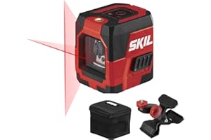 SKIL 50ft. Red Self-Leveling Cross Line Laser Level with Horizontal and Vertical Lines, Rechargeable Lithium Battery with USB Charging Port, Clamp & Carry Bag Included - LL932301