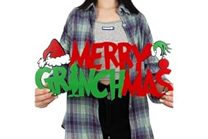 SSAILUE DECOR Greenchmas Wooden Merry Christmas Door Hanging Sign - Indoor/Outdoor Wall Decor & Tree Ornaments