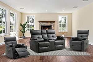 Consofa Recliner Sofa Set for Living Room, 3 Pieces Recliner Furniture Sofa Set, Power Reclining Loveseat, Electric Recliner, Power Recliner Chair Recliner Sofa Set, Recliner Sofa and Loveseat Sets