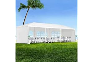 ACQCA 10x30' Canopy Tent for Parties, Outdoor Gazebo with 5 Removable Sidewalls and Transparent Windows for Wedding,Camping, Easy to Assemble,White