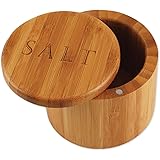 Totally Bamboo Salt Box, Salt, Etched Bamboo Container With Magnetic Lid For Secure Storage