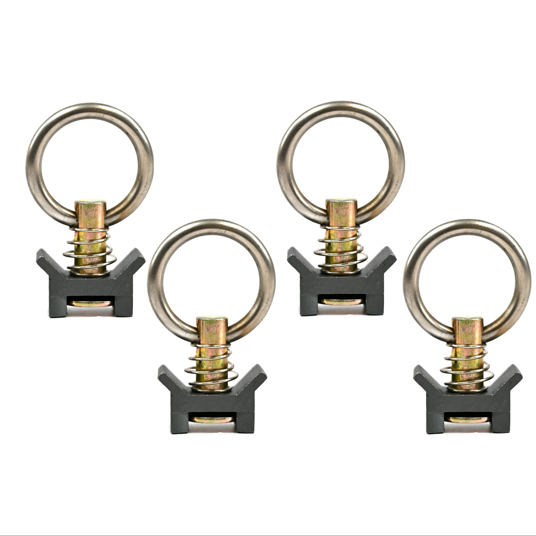 VanEssential Venture L-Track Spring Loaded Adjustable Tie Down Ring - Gray - 4 pcs