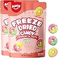 Amos Freeze Dried Gummy Rings, Premium Crunchy Fruit-Flavored Candy, Fat-Free & Gluten-Free, Resealable 8oz Bag Crunch Snack Treats