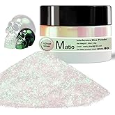 Matio Interference Mica Powder, 1.06oz/ 30g Ghost Green Chrome Powder, Pearlescent Effect Color Shift Pigment for Epoxy Resin, Makeup Shimmer, Nail Polish,Soap Dye,Candle Making,Paint