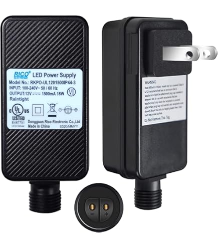 2 Pack Class 2 LED Power Supply - 12V 18W 1.5A Low Voltage Transformer For Rope Lights & Decorations