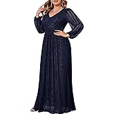CYCLAMEN Plus Size Sparkly Formal Dress Lace Maxi V Neck Cocktail Evening Gown Wedding Guest