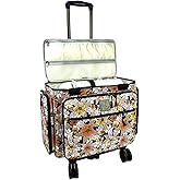 BatlFrist Rolling Sewing Machine Bag with Five 360-Degree Rotating Wheels,Sewing Machine Carrying Case Fits for Most Standard Sewing Machines,YKK zipper,Hard Bottom Pad (Floral)