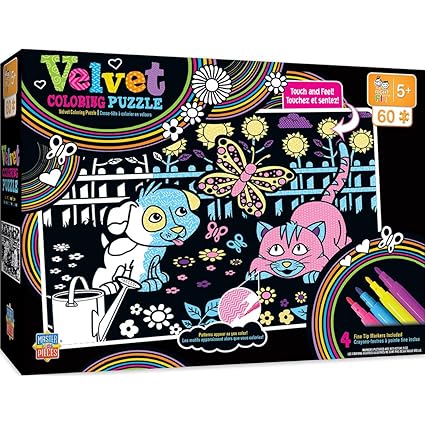 MasterPieces Velvet Coloring of Puppy and Kitty - 60 Piece Kids Puzzle
