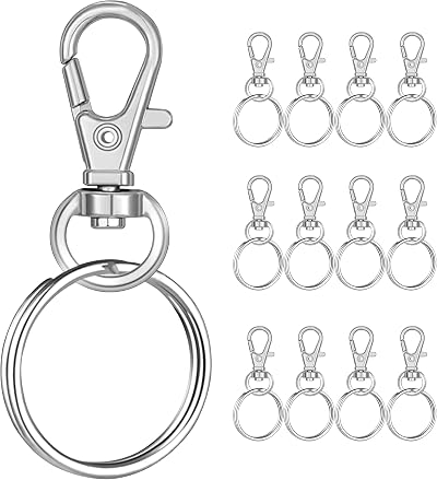 hioseyre 12 Pcs Key Rings Swivel Lobster Clasps Metal Clips Silver